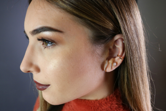 14K Marquis Diamond Bar Stud Earrings